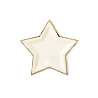 Cream Star Shaped 9" Gold Foiled Plates