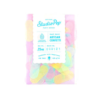 Cupcake Sprinkles Artisan ConfettiOur hand-pressed Artisan Confetti is the highest quality confetti available. Fully separated and pressed from American made tissue paper for the most beautiful colorStudio Pep