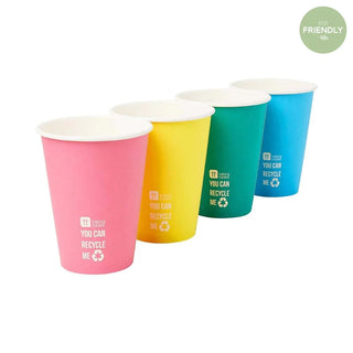 ECO RAINBOW CUPSThis pack of 8 rainbow coloured paper cups will add a pop of colour to your party table. Ideal for a brightly coloured birthday party, kids party, summer gathering oTalking Tables
