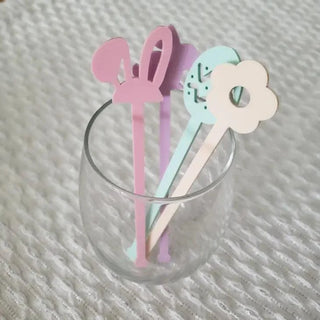 Easter Favors Acrylic Drink Stirrers - Pastel Color Set of 4