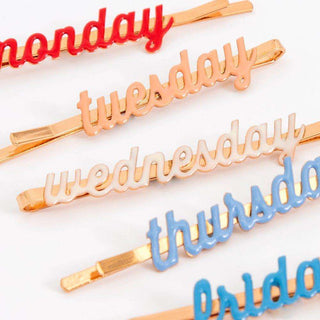 Enamel Week Day Hair SlidesMake your hair look great every day with these fabulous Enamel Week Day hair slides. Beautifully crafted from colorful enamel for a stylish look. Perfect as a littleMeri Meri