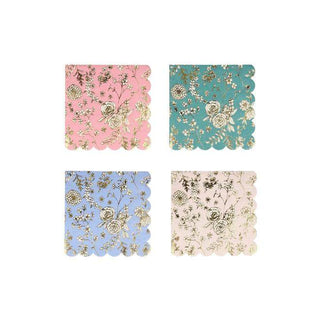 English Garden Lace Small NapkinsThese beautiful English Garden Lace small napkins will add a touch of wonder and style to any party table. Available in four designs in pale pink, dark pink, blue anMeri Meri