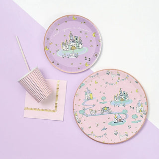 Fairytale Small PlatesCraft a happy ending for the guests at your princess party with these small plates. They show a fun castle scene and are the perfect size for cake and other dessertsCoterie Party Supplies