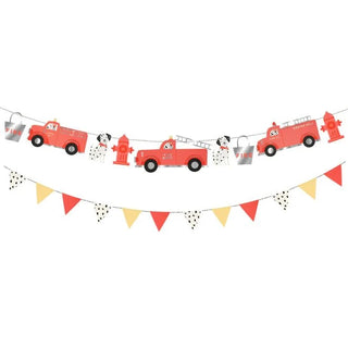 Fire Truck GarlandTransform your party table, or party wall, with this fabulous fire truck garland. The bright red colors, shiny silver foil and adorable dog details, will set the sceMeri Meri