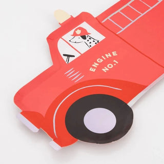 Fire Truck PlatesThese fabulous fire truck plates are crafted from thick paper, so look amazing and are perfect for loading up with party treats too. The detailed design includes vibMeri Meri
