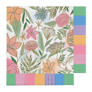 A colorful Dried Flowers Fringe Beverage Napkin by Slant, perfect for a celebration.
