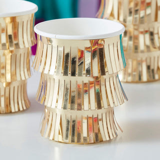 Fringed Gold Paper Party Cups