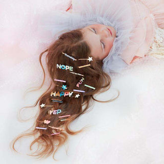 Fun Time Hair SlidesThis stunning pack of hair slides gives so many stylish options - glittery flowers, stars, hearts and the word "Fun" as well as imitation pearls. A wide choice for aMeri Meri