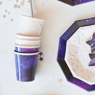 Galactic 9 oz CupsCalling all space cadets! These cups feature an allover galaxy pattern with a holographic silver foil border, making them perfect for an outer space or star wars parDaydream Society