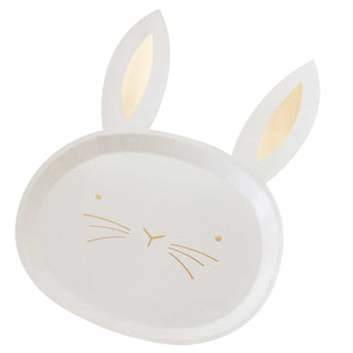 Gold Foiled Easter Bunny Paper Plates by Ginger Ray with elegant gold detailing.