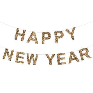 Gold Glitter HappyThe glitter and gold of this gorgeous garland is a fabulous combination for your New Year decorations. It features the celebratory statement "Happy New Year", which Meri Meri