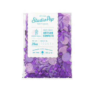 Grape Soda Artisan ConfettiOur hand-pressed Artisan Confetti is the highest quality confetti available. Fully separated and pressed from American made tissue paper for the most beautiful colorStudio Pep