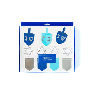 HANUKKAH MINI BANNER SETCreate a an elegant backdrop for you Hanukkah gatherings. These mini banners are perfect to create a beautiful tablescape. The dreidel banner will inspire hours dreiMy Mind’s Eye