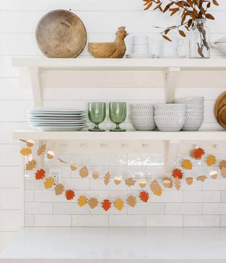 HARVEST LEAVES & ACORNS BANNER SETBring autumn colors inside with this festive banner set! Included are two banners, both feature kraft paper pieces and have gold foil accents and the leaf banner is My Mind’s Eye