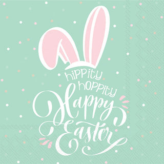 Happy Easter HIPPITY HOPPITY NAPKIN with a bunny-themed design, perfect for your table decor during the holiday season from Boston International.