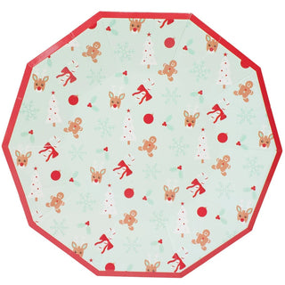 HOLLY JOLLY RAINDEER PAPER DINNER PLATEThese fun and festive pentagon shaped paper plates will make you want to host a Christmas party or event like White Elephant or Secret Santa party at the first chancSophistiplate