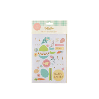 Happy Easter Sticker SheetsEasily dress up Easter eggs with these cute springtime stickers. This sticker sheets include bunny paper dolls that come with clothes to be dressed up in their finerMy Mind’s Eye