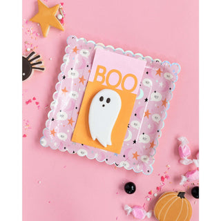 Happy Haunting Boo NapkinThese fabulous napkins work well for any age of halloween event. The fun modern bright orange and pink is so on-trend! Add these Boo napkins to the pink pumpkin platMy Mind’s Eye