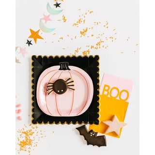 Happy Haunting Pink Pumpkin Shaped 7in PlateIf carving a jack-o-lantern is beyond the scope of your skills, don’t worry! These cute pumpkin plates will more than make up for it. This cheeky cheerful pink pumpkMy Mind’s Eye