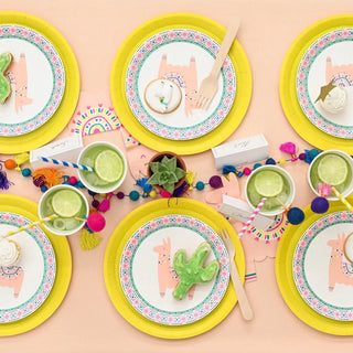 Happy Llama Small PlatesSave the drama for your llama. Adorned with an irresistible pink llama that will bring a smile to guests young and old, these small plates are the ideal size for serCoterie Party Supplies
