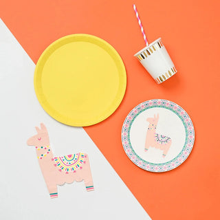 Happy Llama Small PlatesSave the drama for your llama. Adorned with an irresistible pink llama that will bring a smile to guests young and old, these small plates are the ideal size for serCoterie Party Supplies