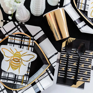 Hey, Bae-Bee Cocktail Napkins, Black and Gold
