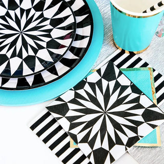 Kaleidoscope Cocktail NapkinsFall into a world of black and white with this beautifully patterned collection! With two plate sizes and a cocktail napkin, mixing and matching with our Posh CollecJollity & Co