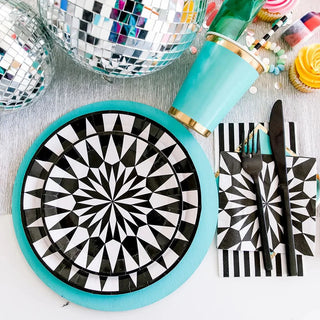 Kaleidoscope Cocktail NapkinsFall into a world of black and white with this beautifully patterned collection! With two plate sizes and a cocktail napkin, mixing and matching with our Posh CollecJollity & Co