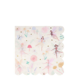 Large Fairy NapkinsThese beautiful large napkins, featuring dancing fairies, toadstools, flowers and butterflies, are perfect for a fairy or princess party. They have a stylish scallopMeri Meri