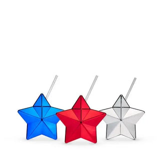 Three Liberty Star Drink Tumblers in red, white, and blue for a party by Blush.