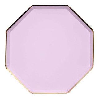 Lilac Dinner PlatesThese large dinner plates are such a lovely shade of lilac they are almost too pretty to use! Made from high-quality card with a shiny gold foil border and a superb Meri Meri