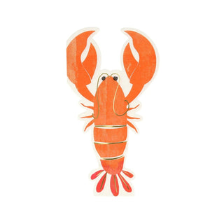 A Meri Meri lobster napkin on a white background, perfect for seafood supper or party table decoration.