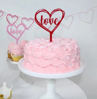 Love - Heart Acrylic TopperPerfect for Valentine's Day, engagement party, wedding, bridal shower and more! This durable acrylic topper can be reused.Product Details

3.8"(w) x 5.5"(h)
Red acryMerrilulu