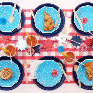 Lucky Stars Small PlatesThese chic blue small plates have plenty of stars for you to wish upon, even if that wish is just for another slice of cake. The small plates are the ideal size for Coterie Party Supplies