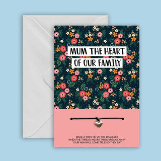 MUM HEART FAMILY - Greeting CardWEIGHT - 5g (per unit)
UNIT SIZE - 85mm x 55mm x 5mm
Founded in 2012 WishStrings® present to you a delightful range of WishStrings® Wish Bracelets. Each Tibetan SilvWish Strings