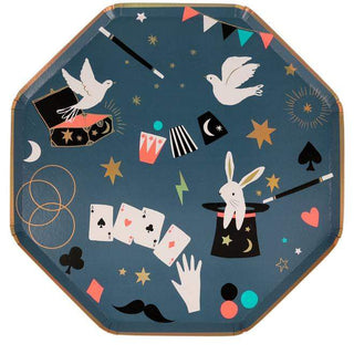 Magic Dinner PlatesGive your party a magical touch with these fabulous plates. They are beautifully crafted in an octagonal shape with a gold foil border and iconic images relating to Meri Meri