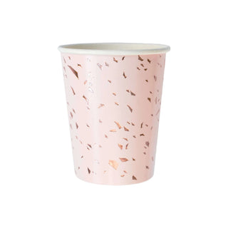 Manhattan- Pale Pink Confetti Paper CupsLuminated by a burst of delicate rose gold crystal fragments, our rose pink paper party cups are perfect for showers, birthdays or special gatherings.

Colors: Pale Harlow & Grey