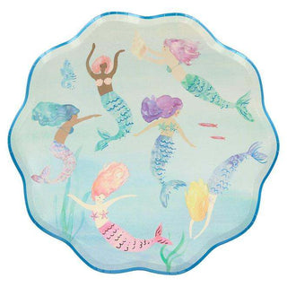 Mermaids Swimming Plates

These gorgeous shell-shaped plates will look amazing at a mermaid or under-the-sea party. They feature 6 beautiful mermaids swimming in the sea, with lots of colorMeri Meri