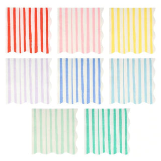 Mixed Stripe Large NapkinsStripes are a sensational way to add lots of color and style to any party table. These wonderful large napkins feature 8 different stripes of color, and scalloped edMeri Meri