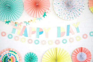 Neon Happy Day BannerSet a colorful party scene with this Neon Happy Day Banner! This banner features brightly colored “Happy Day” thin cardstock cutouts, attached to a hanging string. 
My Mind’s Eye