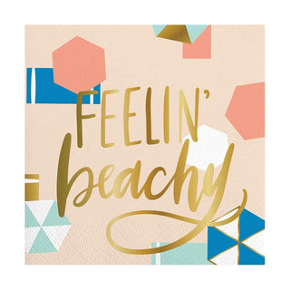 Feelin Beachy NapkinsCelebrate special occasions in style with these cute and decorative foil beverage napkins.
Features:

Tan napkin with towel and umbrella design and "Feelin' Beachy" Creative Brands