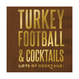 Turkey Football NapkinsCelebrate special occasions in style with these cute and decorative foil beverage napkins.
Features:

Front - Brown color with "Turkey Football &amp; Cocktails (LotsCreative Brands