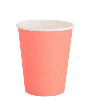 Neon Coral Cup
Set of 8 cups
Paper
3 1/2" tall
3" wide
8 oz 
Designed in San Francisco
Oh Happy Day