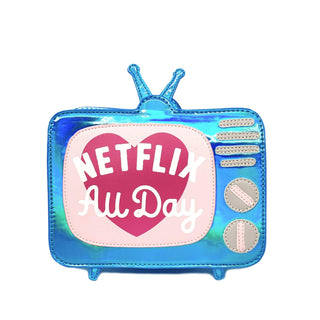 Time Handbag
• Description: This super cute, fun size novelty bag is perfect for your outings and everyday use. It features a blue holographic body and duo-shade pink screen. ItBewaltz