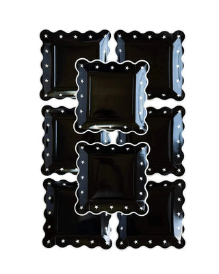 Night Sky Scallop PlateGet ready for frightful times with these spooky scalloped plates. These black party plates are designed with cream star accents and are a fa-boo-lous addition to youMy Mind’s Eye