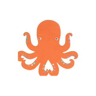 An orange Meri Meri octopus napkins on a white background, perfect for a party.