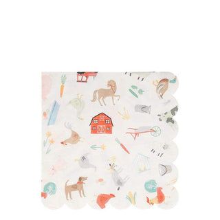 Farm Large NapkinsThese colorful On the Farm large napkins are perfect for a farmyard-themed party. Featuring lots of fabulous farm animals, your guests will love to use these napkinsMeri Meri