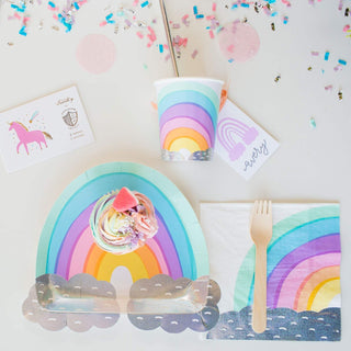 Rainbow Dinner PlatesRadical rainbow! featuring candy-like colors and glittery silver holographic foil-pressed clouds, these plates are die-cut in the shape of a rainbow. we especially lDaydream Society