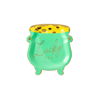 Get into the festive spirit with this My Mind’s Eye green POT OF GOLD PLATE featuring the words "lucky you." Perfect for St. Patrick's Day celebrations!
