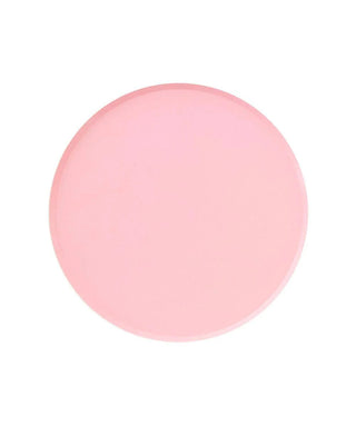 A plain, Pretty in Pink Plates - 7 inch with a subtle shadow, designed by Oh Happy Day in San Francisco and isolated on a white background, exemplifying simplicity and minimalism.